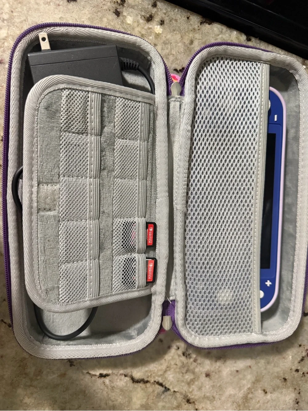 Nintendo Switch Lite Purple and White Handheld with Stitch Carry Case